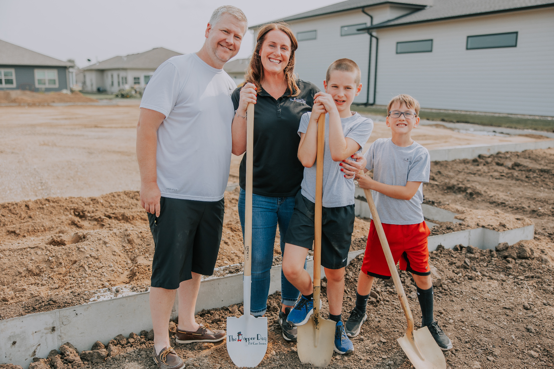 The Rindsig family breaking ground on the new Dapper Dog facility